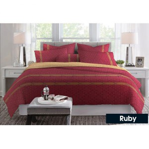 Verbena Ruby 6PCS King Fitted Sheet 350TC Santas Home